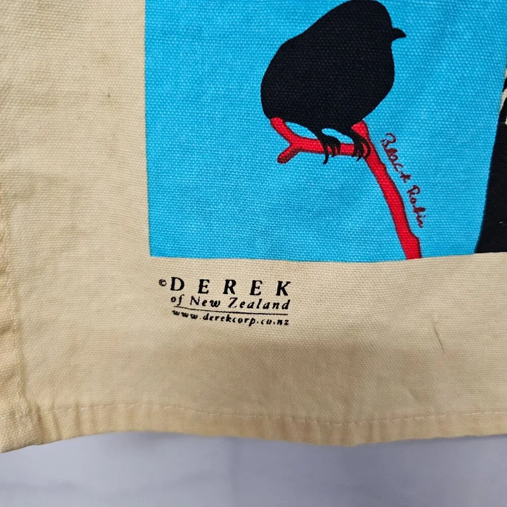 Derek Birds Of New Zealand Tea Towel Kiwiana Yellow Red